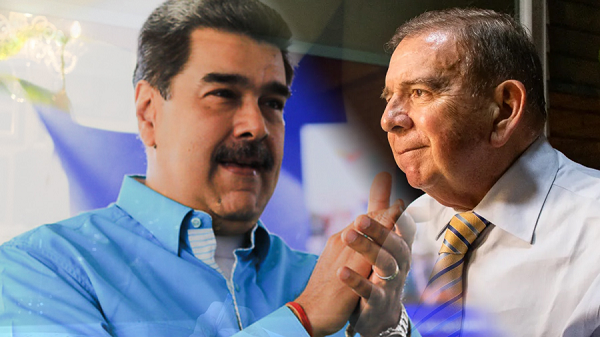 Nicolás Maduro y Edmundo González Urrutia, candidatos en las elecciones en Venezuela, el 28 de julio de 2024.